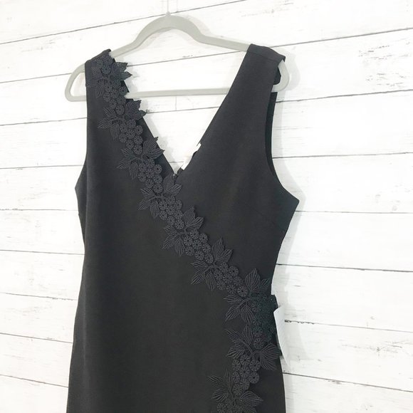 Anthropologie Sleeveless Embroidered Black Dress - Picture 4 of 7